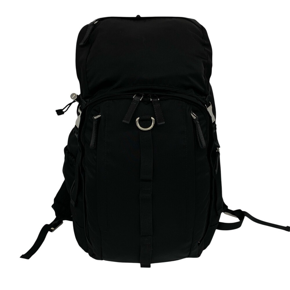 PRADA Prada Logo Hardware Tessuto Pocono Nylon Backpack Daypack Black 79149